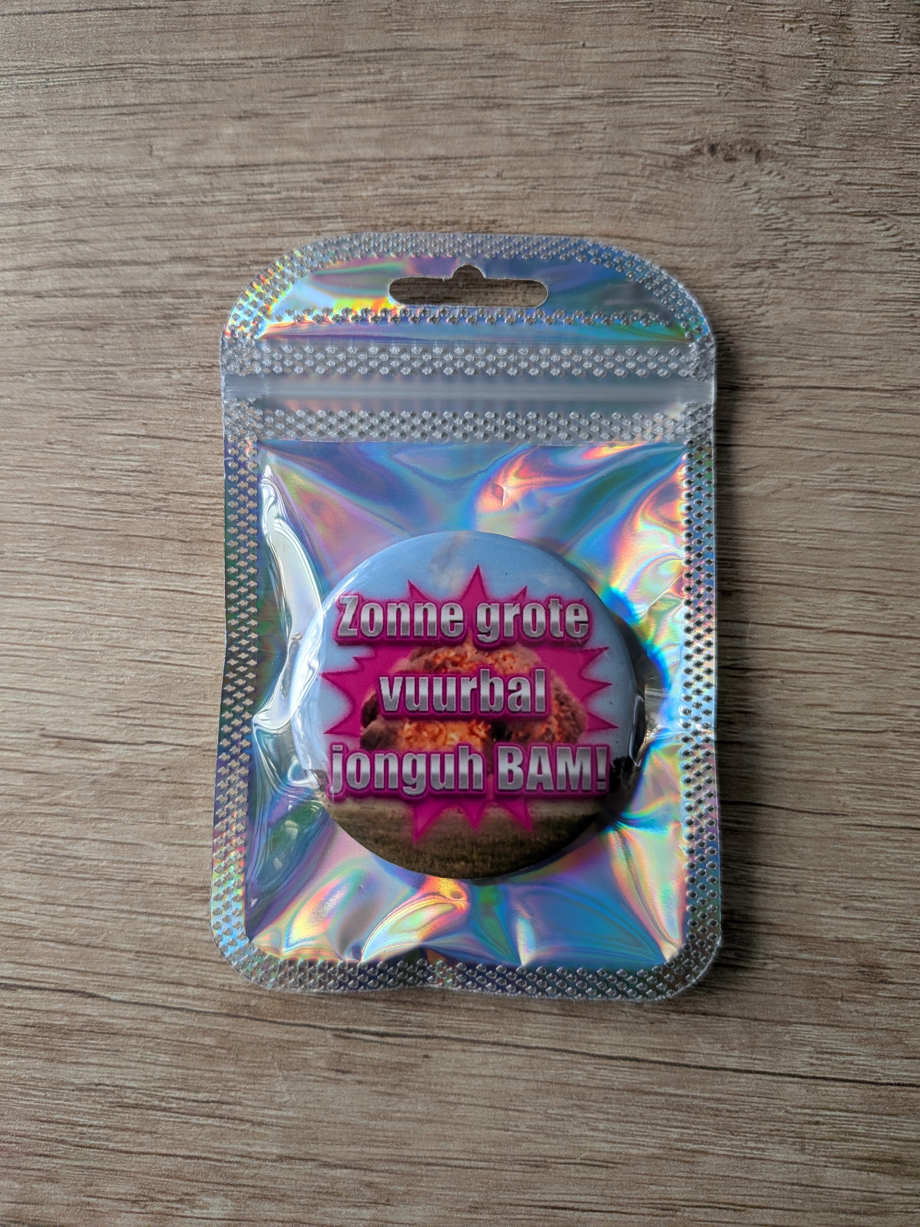 Button Zonne grote vuurbal jonge!